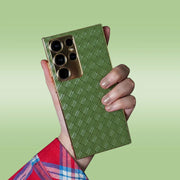 DIGITAL STAR Leather Woven Gold Plated Case - Samsung