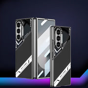 DIGITAL STAR Slim Case for Samsung Galaxy Z Fold 5, Plating All -Inclusive Lens Screen Protection Phone Case Vegan Leather Cover