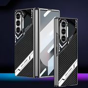 DIGITAL STAR Slim Case for Samsung Galaxy Z Fold 5, Plating All -Inclusive Lens Screen Protection Phone Case Vegan Leather Cover