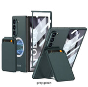 DIGITAL STAR Ultra Hybrid Premium Leather (Magnetic Credit Card) Case for Samsung Galaxy Z Fold 5 Case Compatible with Magsafe & (Screen Protector),Shockproof Case for Galaxy Z Fold 5