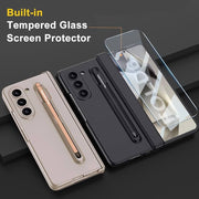 DIGITAL STAR Thin Case with Pen Holder and Pen Compatible with Samsung Galaxy Z Fold 5 Front Glass Cover Hard PC Protective, Black with Red Pen