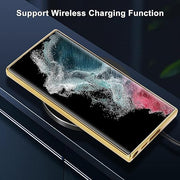 DIGITAL STAR Glass Back Case for Samsung Galaxy S23 Ultra | Ultra Thin Full Body Protection Folding Hard Back Cover (Lion)