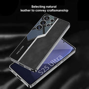 DIGITAL STAR Case for Samsung Galaxy S25 Ultra Business Electroplated Leather Cover